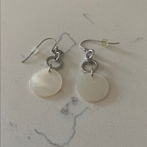 Elegant Silver and Cream Dangle Earrings